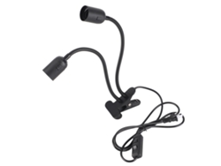 Portalámparas De Mesa E27/e26 Negro, Doble Boquilla, Clip Ajustable De 360 Grados, Material Duradero, Enchufe Estadounidense De 100-240 V.