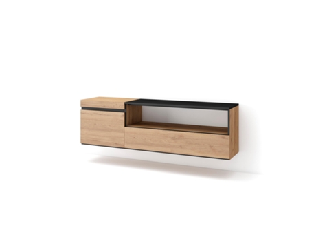 Mueble TV Televisión 150x45x35cm Para TV hasta 65 Colgado Suspendido Roble y negro
