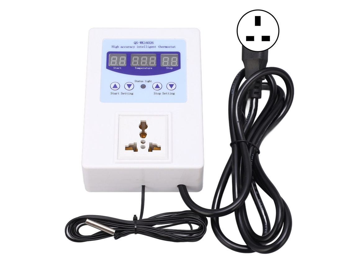 Controlador De Temperatura Digital Inteligente Automático Interruptor Termostato Preciso 110-240v Plug Uk Blanco