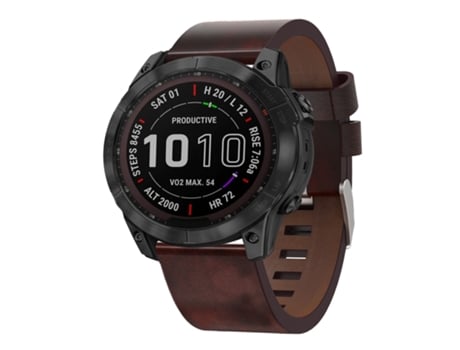 Correa Smartwatch para Garmin Fenix 7X 26mm con Hebilla de Cuero y Acero (Marrón)