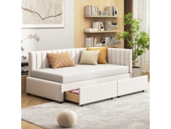 Sofá Cama De Terciopelo De 90x200 Cm Con 2 Cajones, Color Beige.