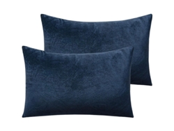 2 Fundas De Almohada Estándar De Terciopelo, Supersuaves Y Cómodas, 60x60 Cm, Azul Marino.