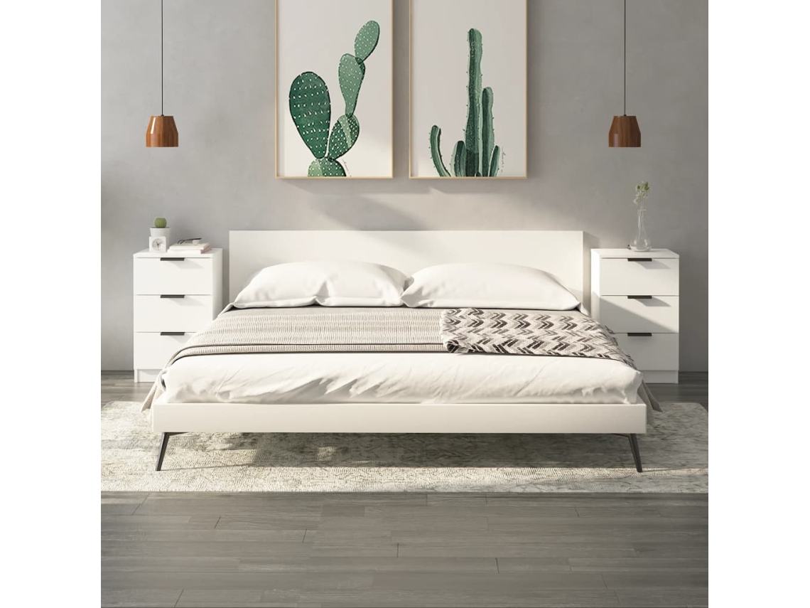 Mesitas de Noche LOVELY HOME Mesinha 2 Pcs 40X36X65 Cm Branco
