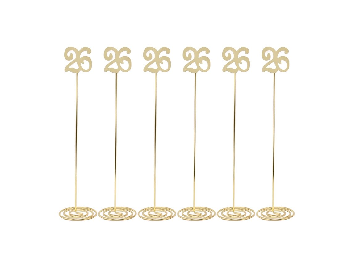 6pcs Números De Mesa De Metal Antirrobo Con Base Para Banquete Boda Fiesta Recepción Número 26