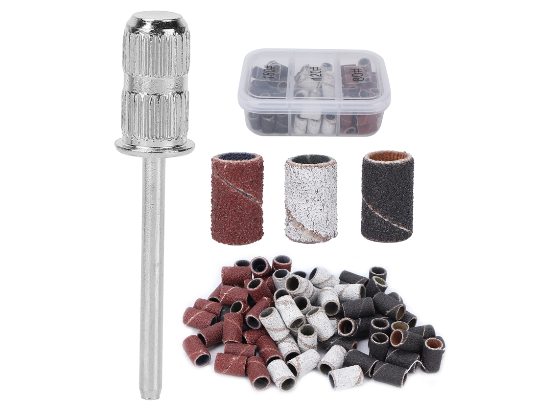 Kit de 75 limas de uñas y bandas de lijado con caja de almacenamiento de 80, 120 y 180 brocas