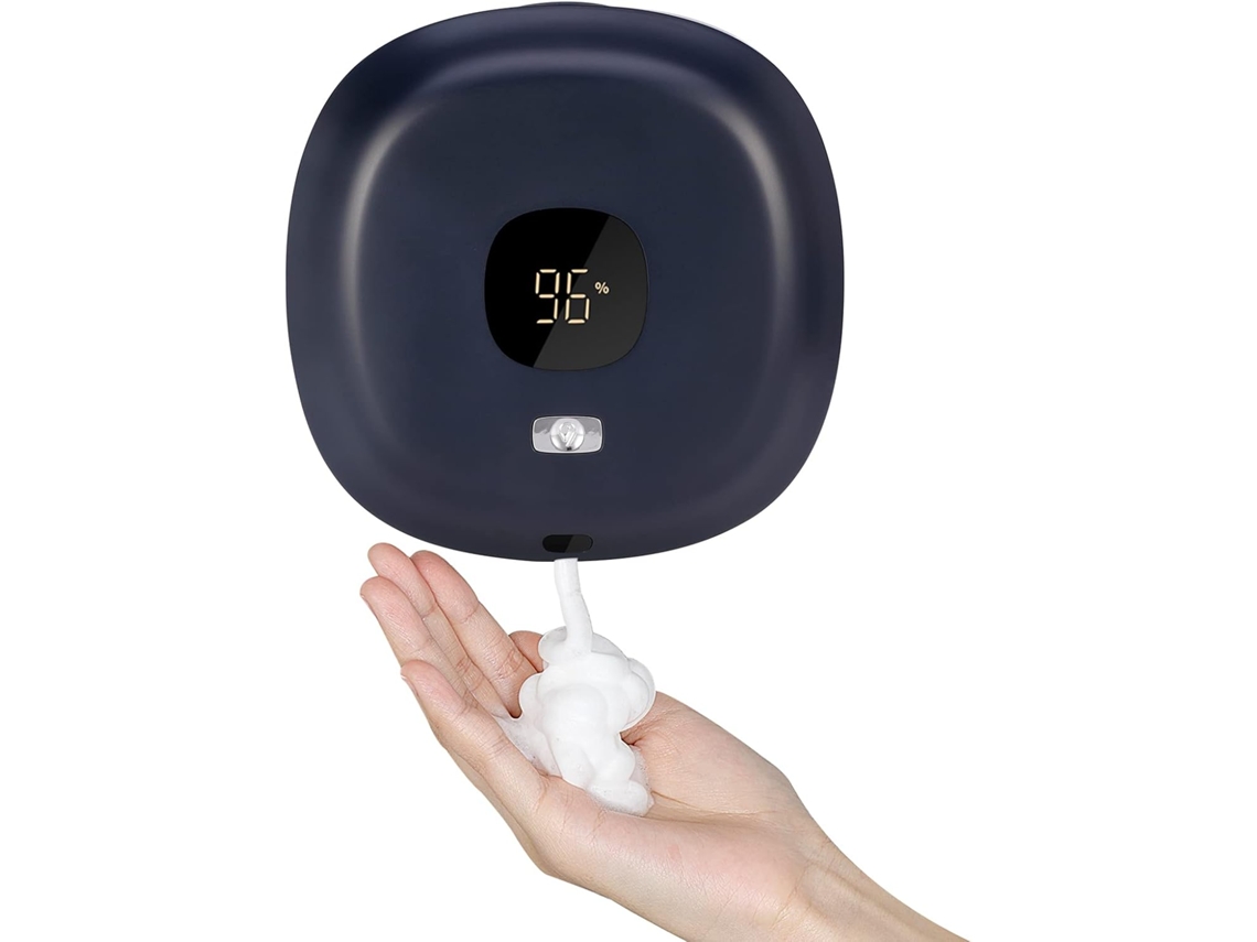 Dispensador Automático De Jabón En Espuma Usb De Pared De 300 Ml Con Pantalla Led 3 Modos Ajustables Azul Gertiz