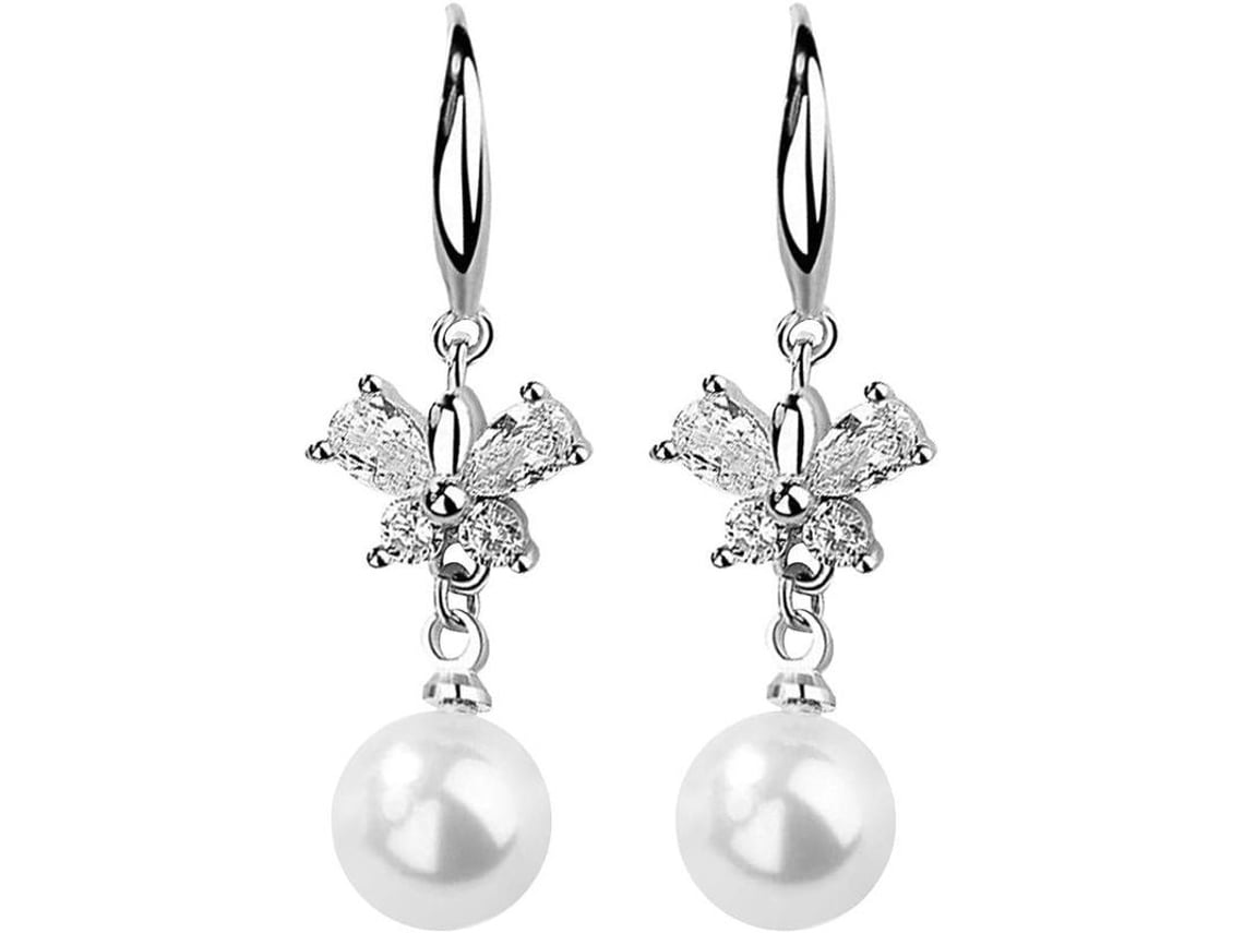 Aretes Colgantes De Plata S925 Con Perla Falsa Y Circonia Cúbica En Forma De Arcoíris Para Mujer