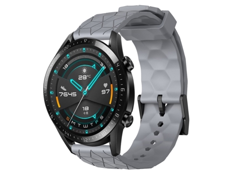Correa de reloj inteligente para Huawei GT2 46 mm 22 mm Patrón de fútbol Correa de reloj de silicona de color sólido (gris)