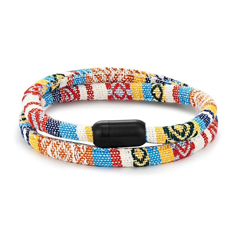 (blanco, 19 Cm) Pulsera Con Colgante Para Pareja, Sencilla, Colorida, Trenzada, Estilo Étnico, Hecha A Mano.