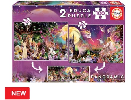 Puzzle EDUCA Junior 2x100 Triptico de Hadas (Edad Mínima: 6 Años - 200 Piezas)