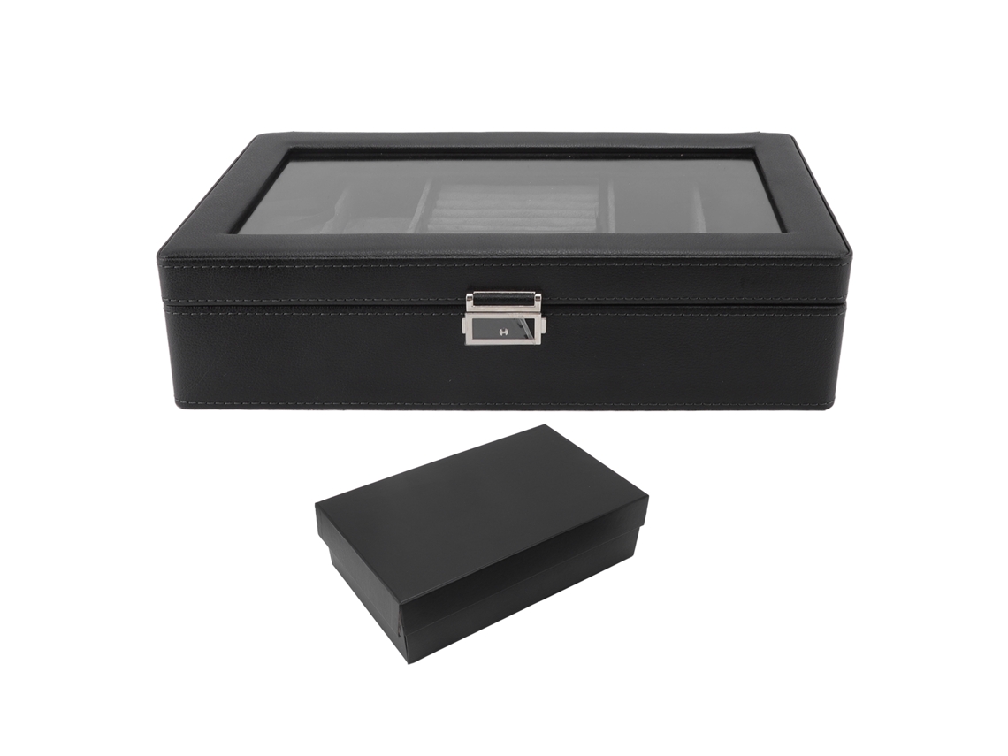 Vitrina con cerradura para relojes, joyas y accesorios con forro suave