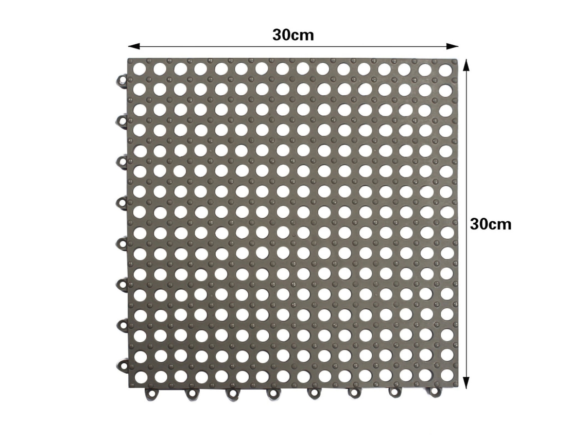 Alfombrilla de ducha cuadrada antigolpes con puntos cilíndricos (2 unidades, gris oscuro)