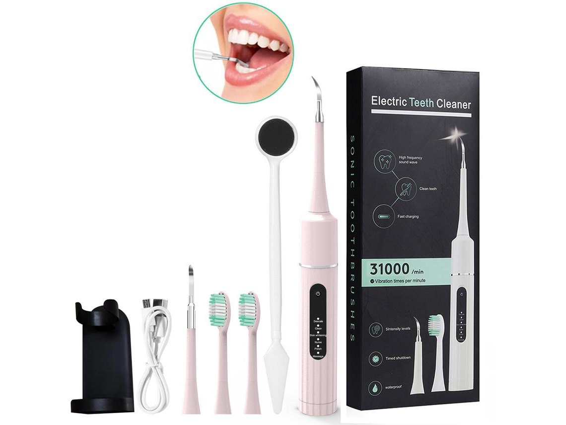 Irrigador Oral Elétrico Portátil para Remover Cálculo Dental Limpador de Dentes-Rosa GERTIZ