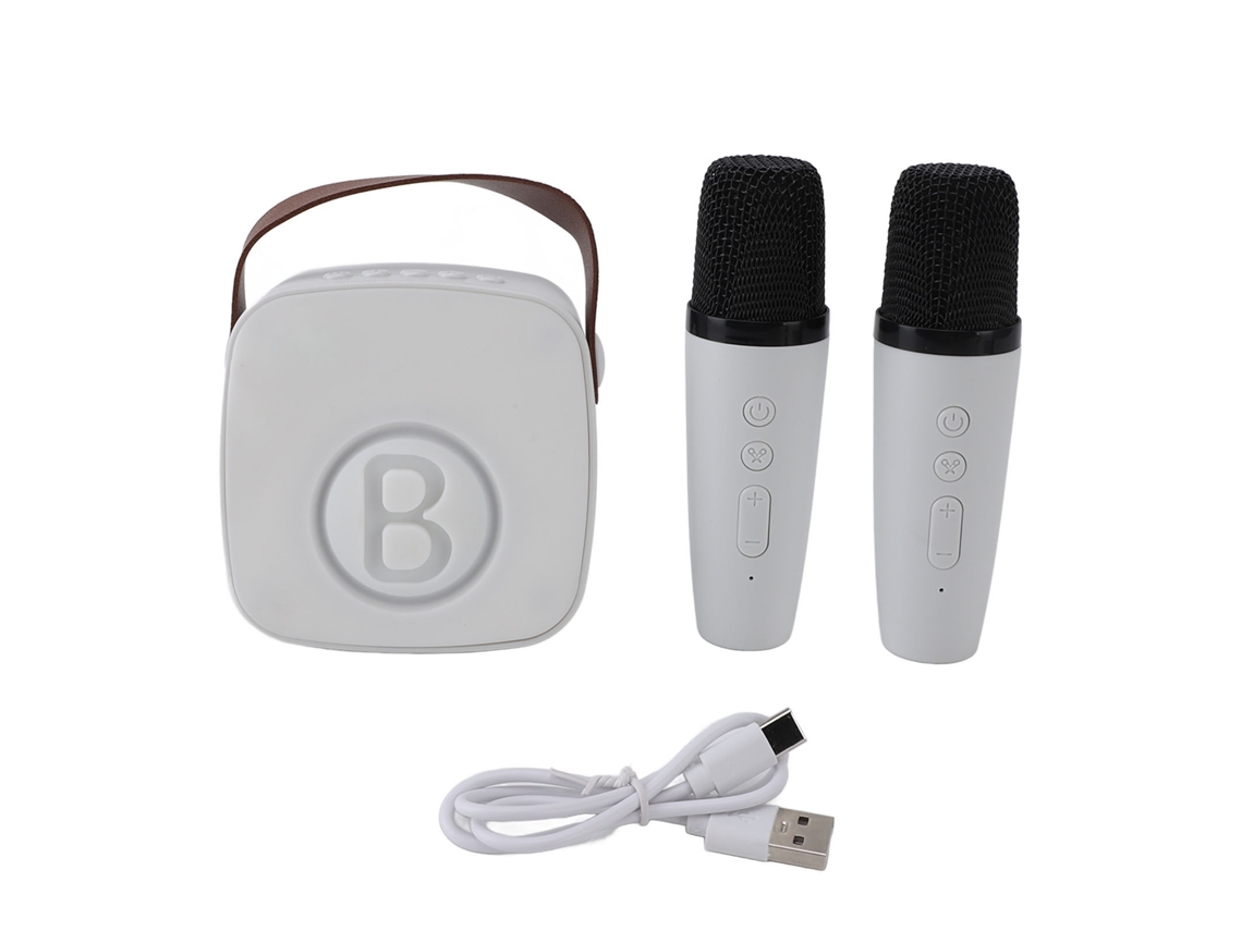 2026-máquina De Karaoke Mini Portátil Altavoz Bluetooth Inalámbrico Micrófono Para Niños Niñas 2 Micrófonos Blanco