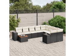 Conjunto de sofás de jardín de 10 piezas DKD Home Decor con cojines de mimbre negros