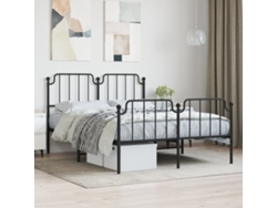 Estructura Cama Sin Colchón Con Estribo Metal Negro 140x190 Cm