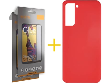 Carcasa + 2 Protectores de Pantalla para Samsung Galaxy S22 Plus 5G ACCETEL Rojo