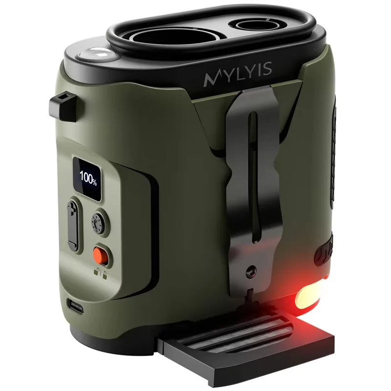 (verde) Ventilador Personal Con Clip, 5 Configuraciones De Velocidad, Ventilador De Cinturón Manos Libres, Con Linterna Incorporada
