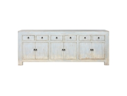 Aparador de madera de olmo de Alexandra House Living con 6 puertas (220x45x85cm)