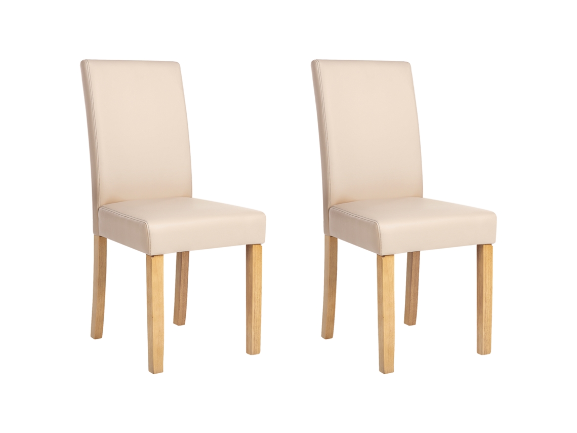 Confortável conjunto de cadeiras de jantar BELIANI Broadway de Pele sintética Creme 42x59x93