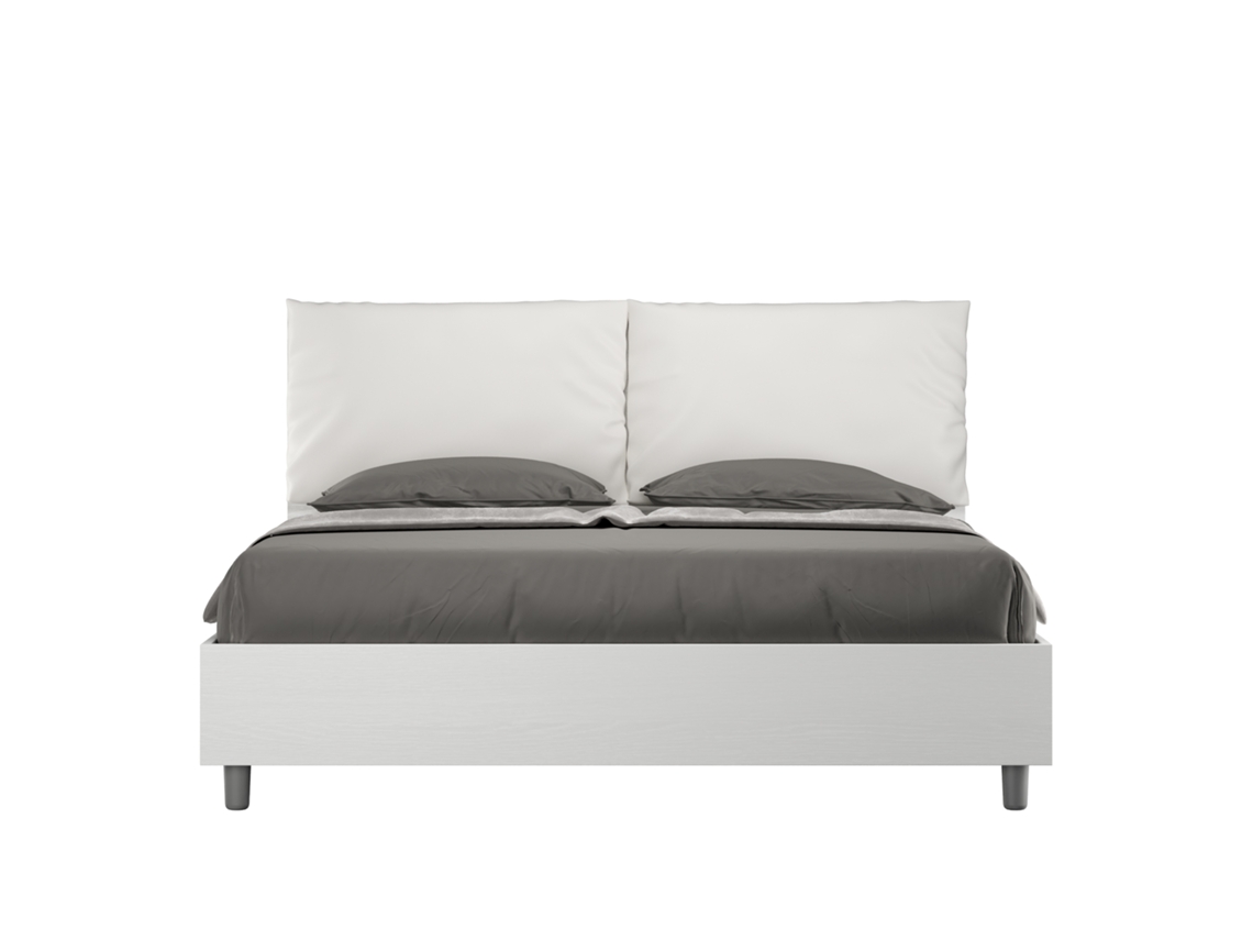 Cama Doble Contenedor Cojines Símil Egos ITYHOME Madera Piel Sintética Blanco (160x200)