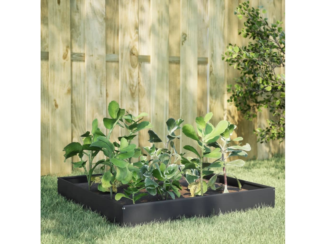 Jardinera elevada de acero antracita de 100 x 100 x 26 cm, DKD Home Decor