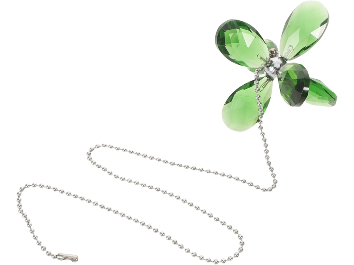 Cadena Decorativa De Cristal Verde Claro Para Ventilador De Techo Con Colgante En Forma De Hoja