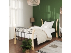 Cama con Plataforma de Metal Negro (90x200 cm)
