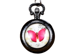 Reloj De Bolsillo De Cuarzo Para Chica A La Moda, Bonito Diseño, Aleación, Caja Negra Clásica