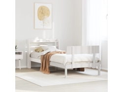 Estructura De Cama Sin Colchón Madera Maciza Blanca 75x190 Cm
