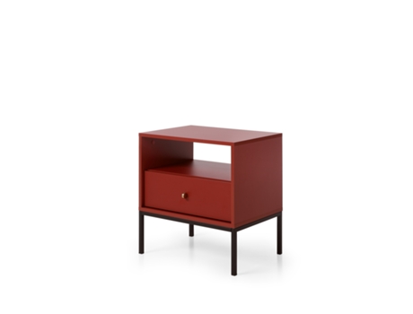 Mesita de Noche AKL FURNITURE PRIVATE Mono (Rojo y Negro - Madera de ingeniería - 54x39x56 cm)