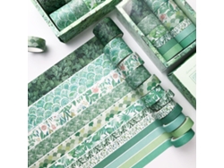 Cinta decorativa, juego de cintas washi con patrones únicos de plantas verdes para álbumes de recortes, manualidades, decoración DIY y envoltura de regalos.