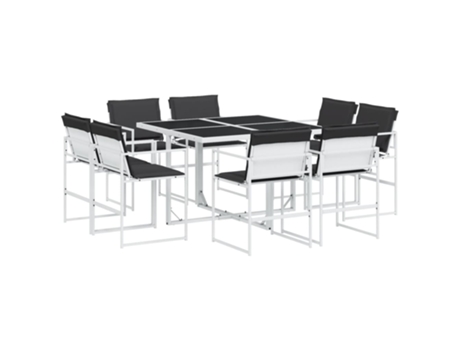 Conjunto 9 de comedor de jardín VIDAXL con cojines textilene blanco