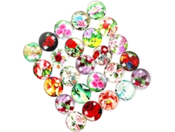 50 pegatinas redondas de vidrio para decoración DIY, delicado diseño floral, ideales para la fabricación de joyas y proyectos creativos - GOKOCO