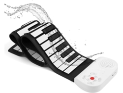 Piano electrónico plegable Eifson de 49 teclas, 8 timbres y 6 canciones de demostración educativas (negro)