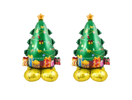 2 globos de película de aluminio de Navidad, globos de decoración de fiesta (el árbol de Navidad)