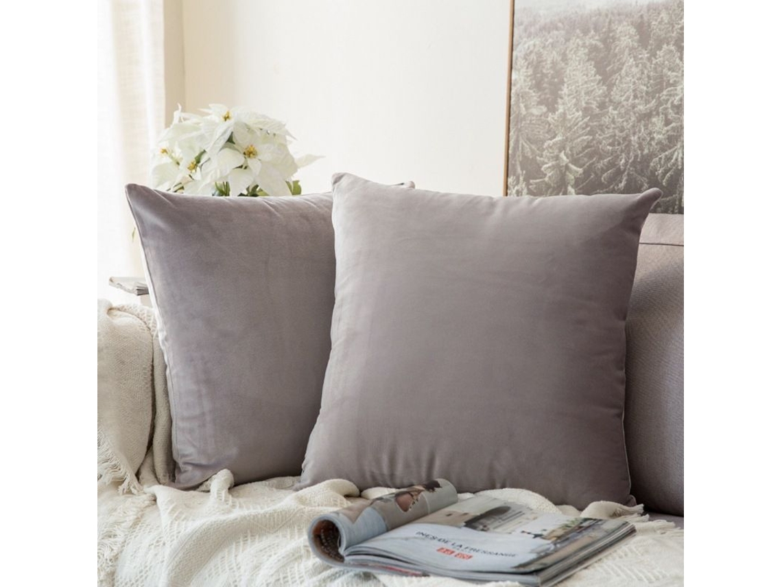 2026-2 Fundas De Almohada Cuadradas Suaves De Terciopelo, 45x45 Cm, Sin Relleno, Gris Claro, Para Sofá Cama Coche