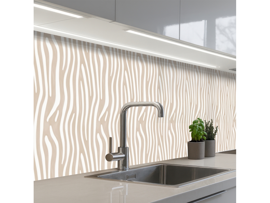 Paneles abstractos para salpicadero de cocina - Cebra - Beige 500x60 cm