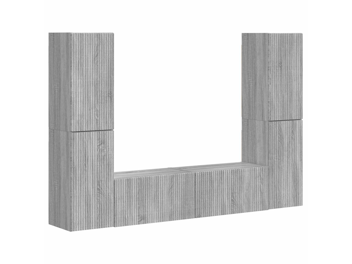 Conjunto de mueble para TV de 6 piezas, gris Sonoma, madera procesada, EXCLUSIVO DE LA CASA
