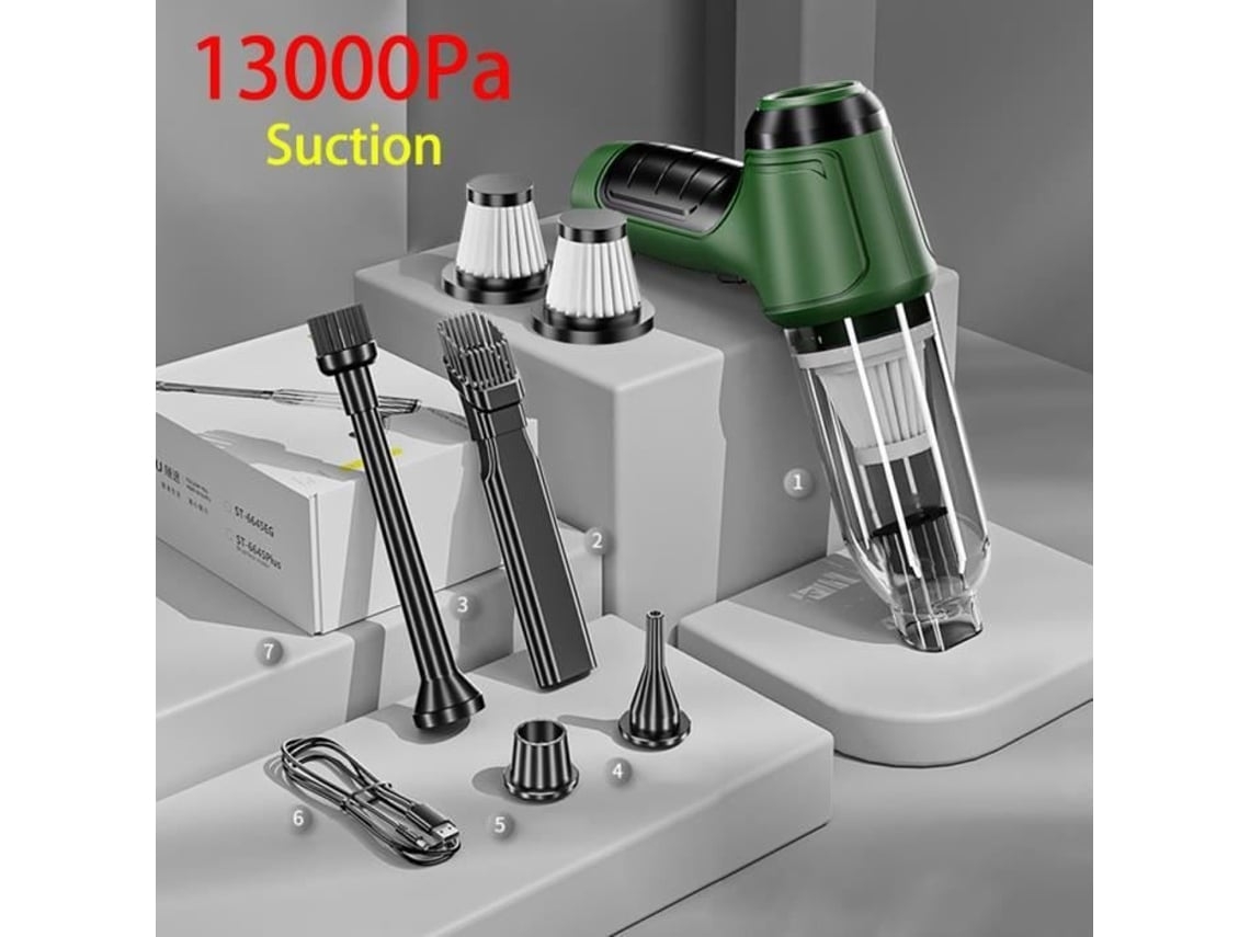 Mini aspiradora portátil inalámbrica Green de 13000 Pa, juego de dos piezas, para limpiar coches, hogares y oficinas* ZYBLSSBB