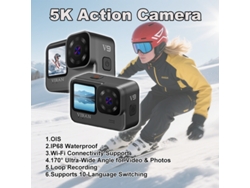 (negro 64g) Cámara De Acción Portátil 4k 170° Gran Angular Ip68 Impermeable Wifi Eis Larga Duración