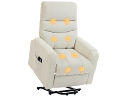 Sillón Levanta Personas Con 8 Punto De Masaje Reposapiés Mando A Distancia Y Bolsillo Lateral 83x92x110 Cm Beige