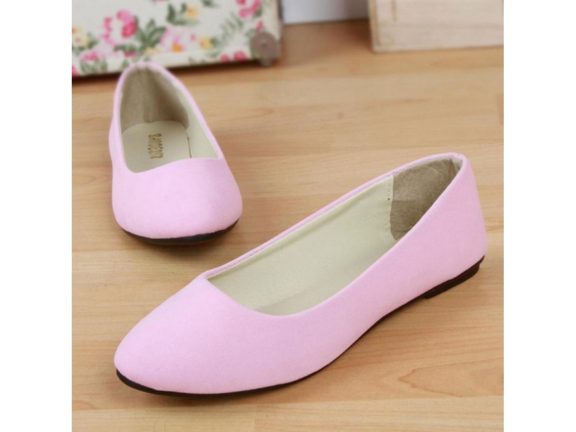 2026-zapatos De Baile Para Mujer Dolly Pumps Suela Plana Slip On Loafers De Gamuza Nvj 38 Rosa