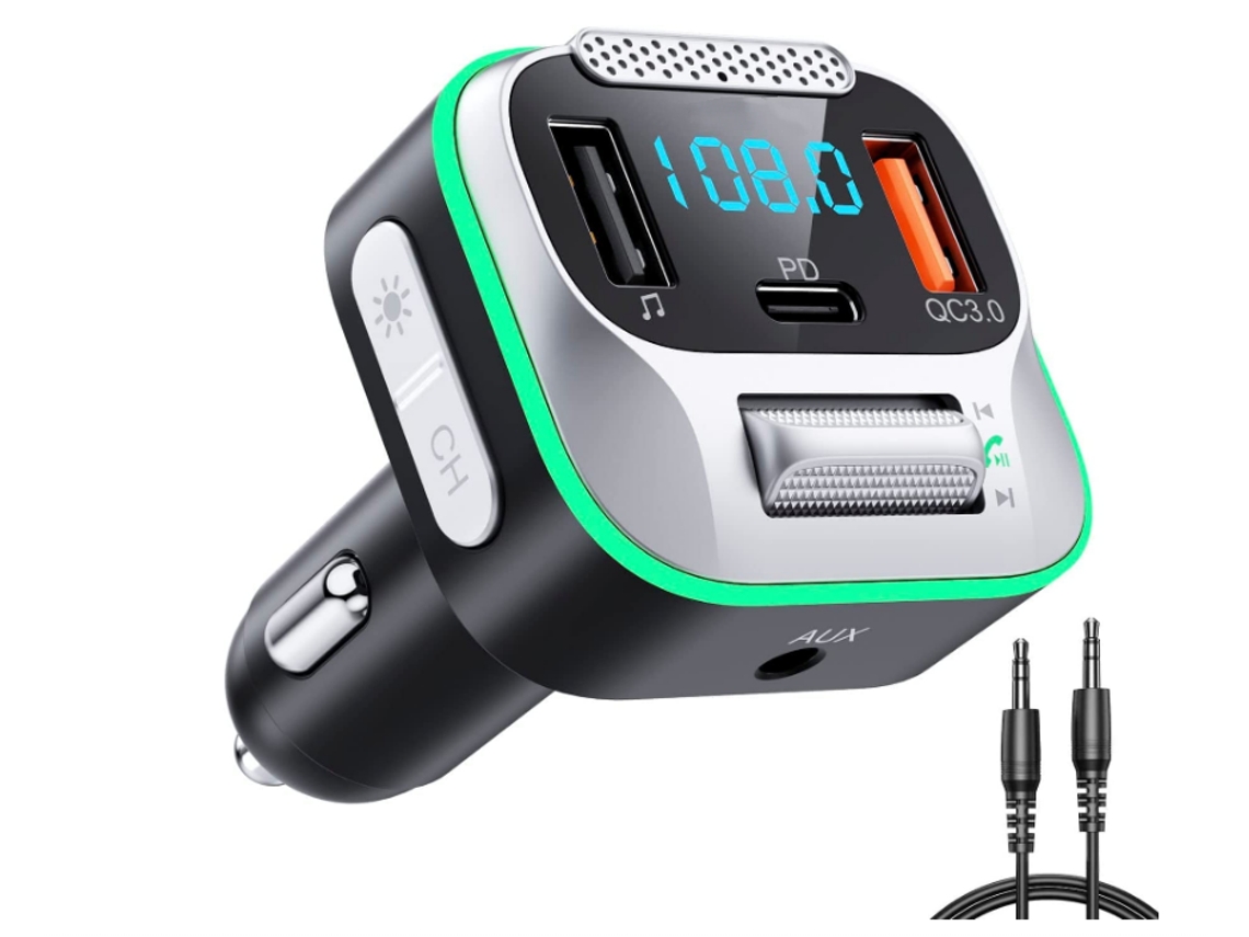Transmissor Fm Bluetooth Yizhood T73 Anel Led Hi-fi Baixo Negro