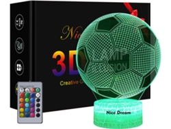Luz nocturna de fútbol para niños, segura, con 16 colores cambiantes y control remoto, lámpara de ilusión 3D, ideal como regalo y decoración del hogar.