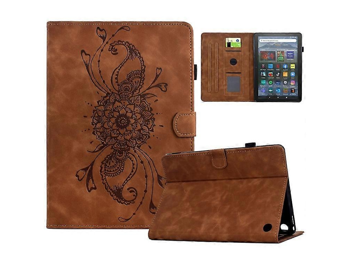 Funda de piel con estampado de mandala y ranuras para tarjetas, compatible con Amazon Fire HD 8 (2020) Facpoet (2022)