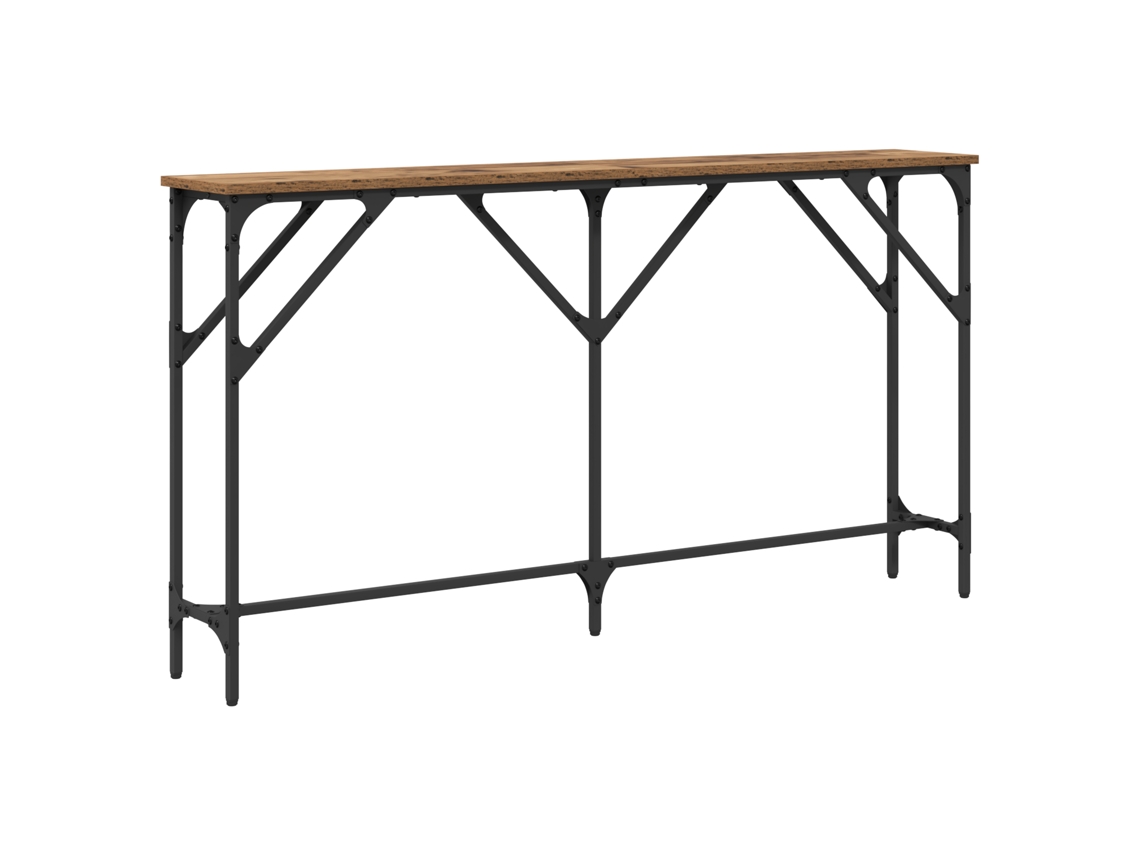 Mesa Consola Madera Vieja Madera Ingenierizada Vidaxl Marrón Metal (140x23x75 Cm)