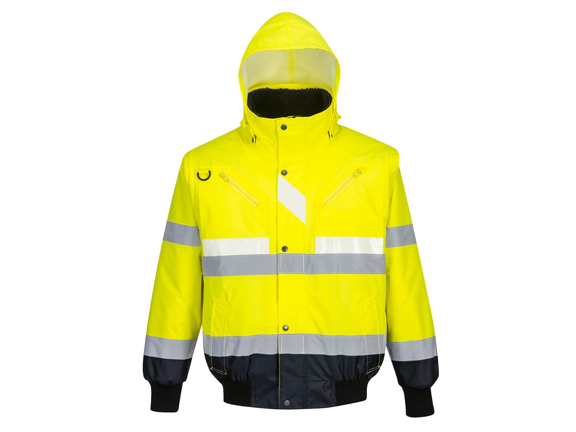 Chaqueta de contraste de alta visibilidad 2 en 1 Portwest / Azul marino y amarillo / M