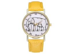 Reloj De Pulsera Para Pareja Zhoulianfa, Correa De Pu, Esfera Redonda, Movimiento De Cuarzo Amarillo.