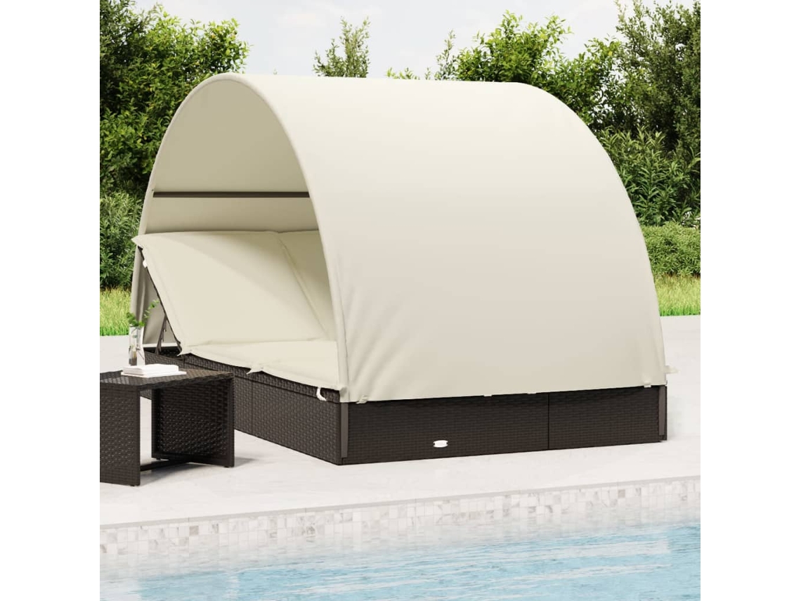 Tumbona redonda Lovely Home para 2 personas en mimbre negro